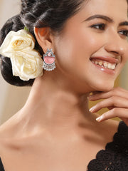 Blush Pink Oxidised Drop Earrings